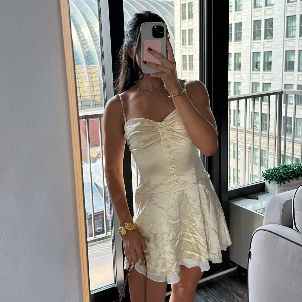 Reformation Cream Mini Dress - Picture 5 of 8